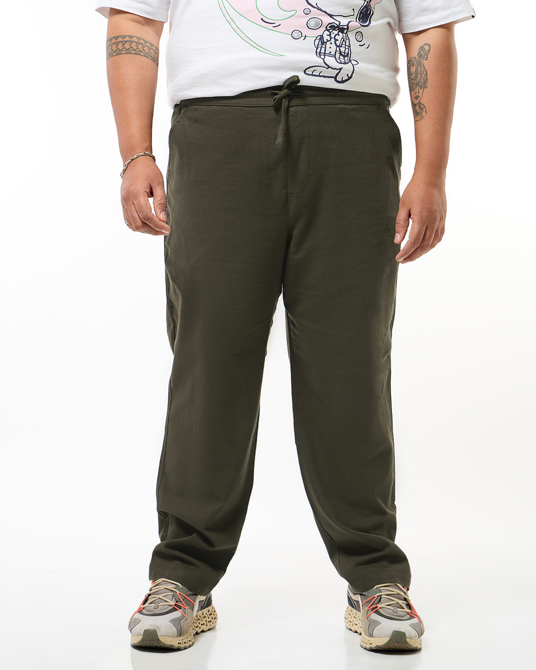 Shop Men's Brown Straight Fit Plus Size Pants-Back