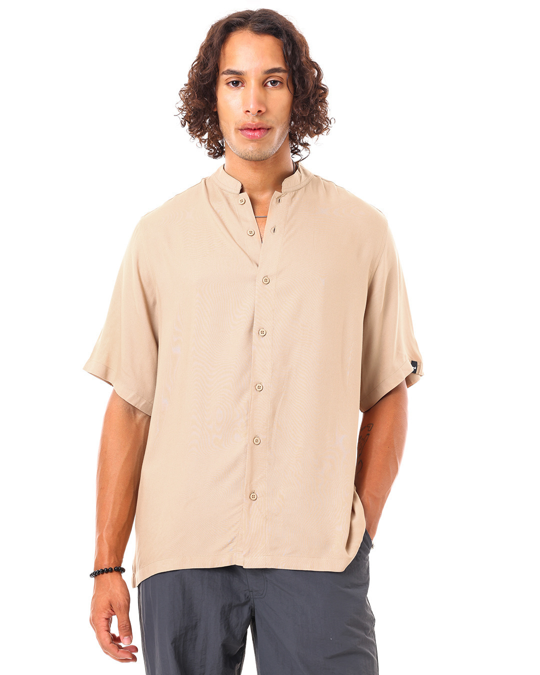 Shop Men's Brown Super Loose Fit Shirt-Back
