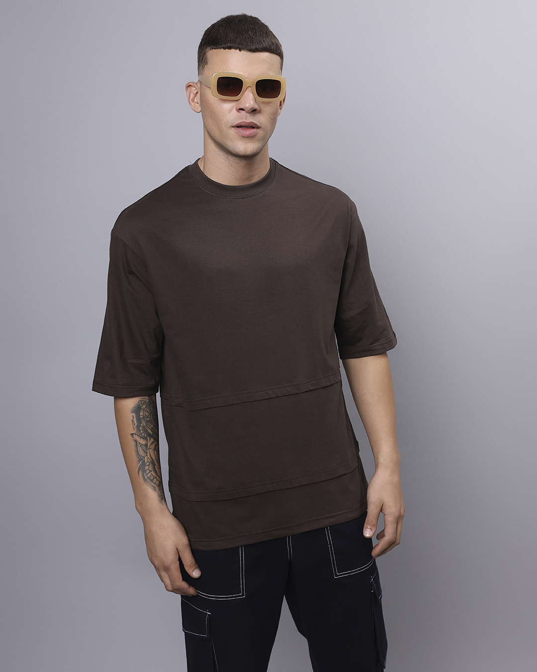 Buy Mens Brown Super Loose Fit T Shirt Online At Bewakoof 0564