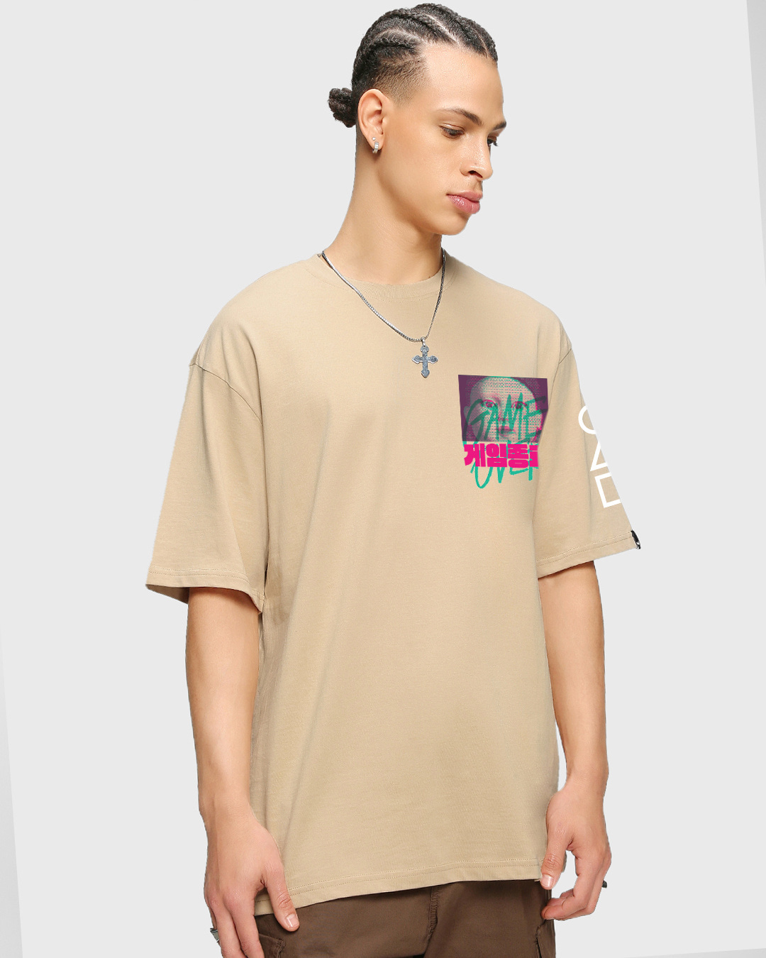 Shop Men's Brown Survival Graphic Printed Oversized T-shirt-Back