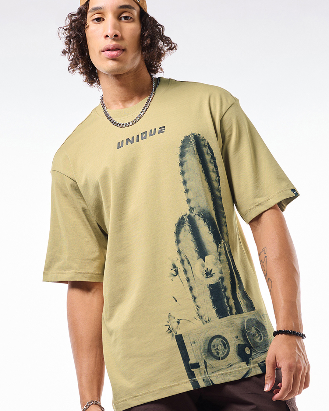 Brown We Do All The Stuff Graphic Oversized T-Shirt for Women