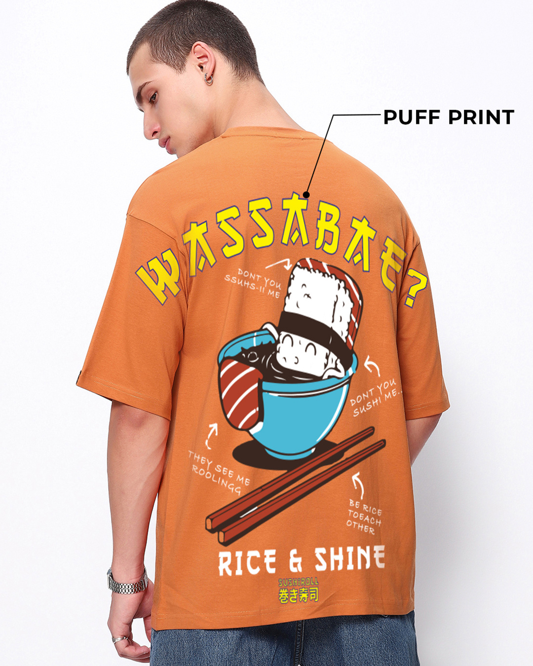 Shop Men's Caramel Orange Was a Bae Graphic Printed Oversized T-shirt-Back