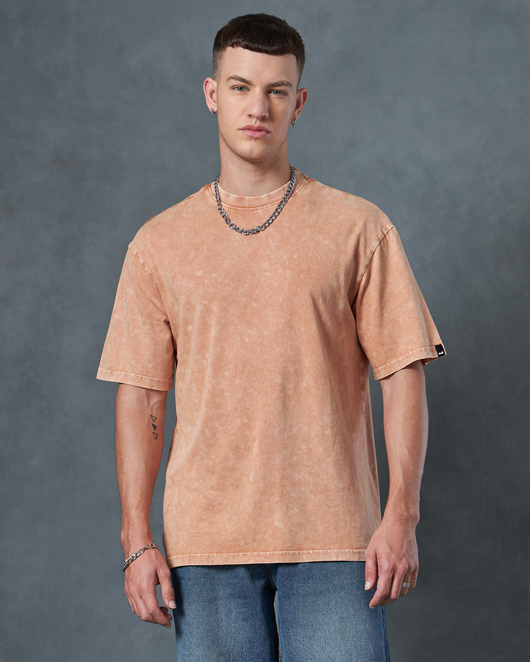 Buy Men's Orange Oversized Acid Wash T-shirt Online at Bewakoof