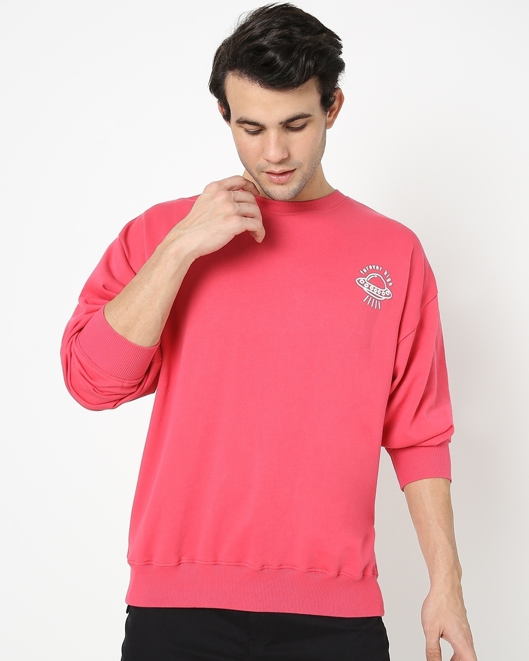 Buy Men's Carmine Red Graphic Printed Oversized Sweatshirt Online at ...