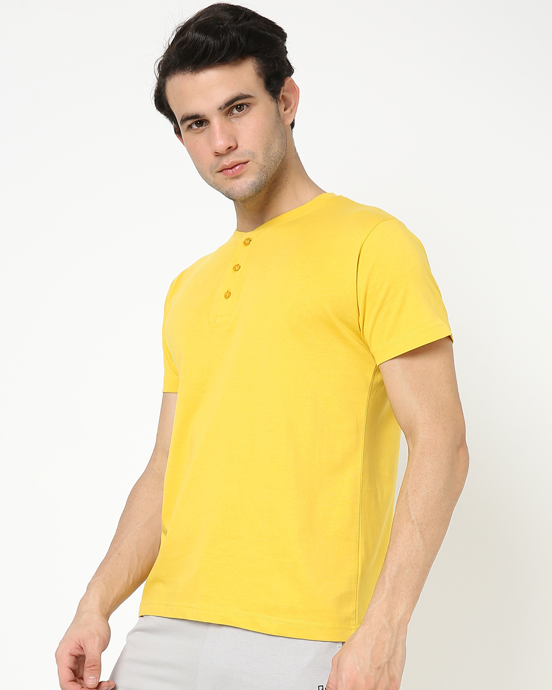 Shop Men's Ceylon Yellow Half Sleeve Henley T-shirt-Back