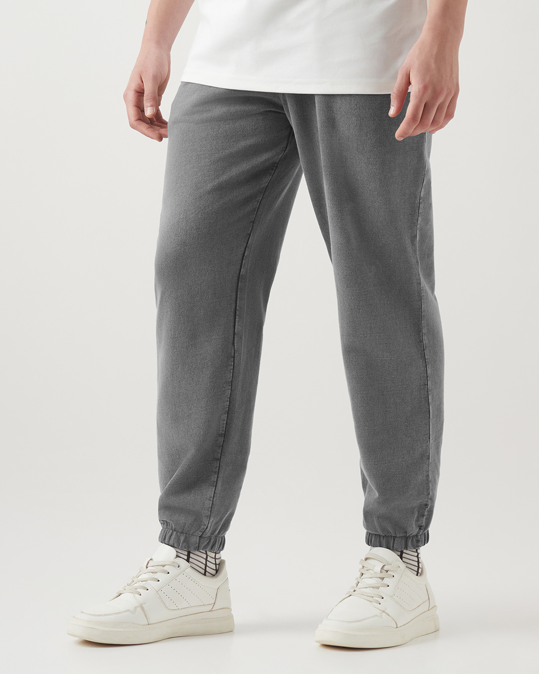 Shop Men's Charcoal Grey Oversized Acid Wash Joggers-Back