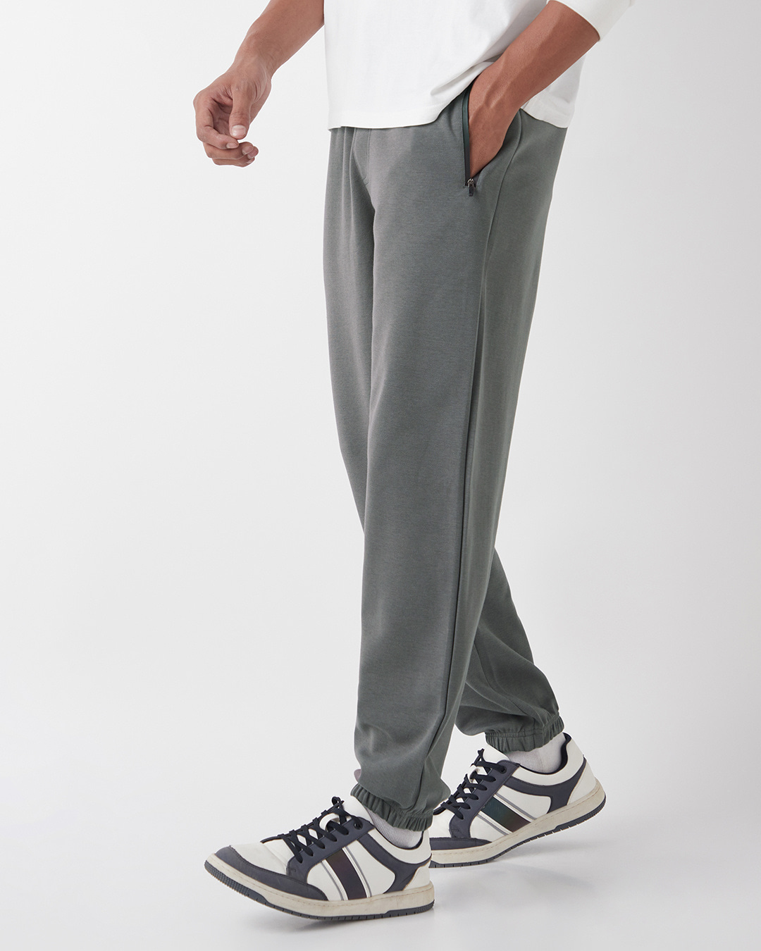 Shop Men's Charcoal Grey Oversized Joggers-Back