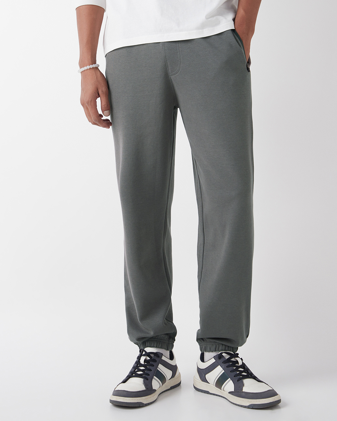 Shop Men's Charcoal Grey Oversized Joggers-Back