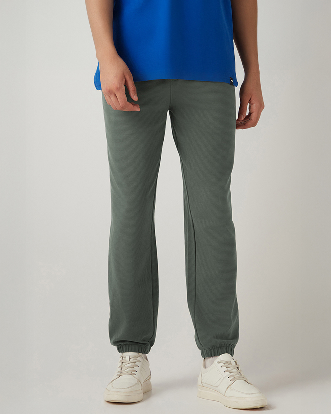 Shop Men's Charcoal Grey Textured Joggers-Back