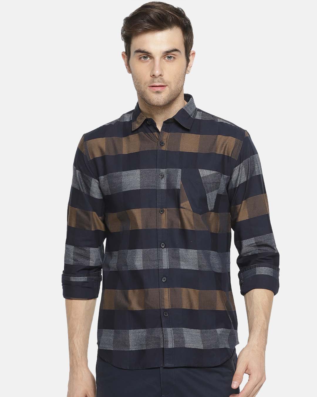 Buy Men's Checkered Casual Spread Shirt for Men blue Online at Bewakoof