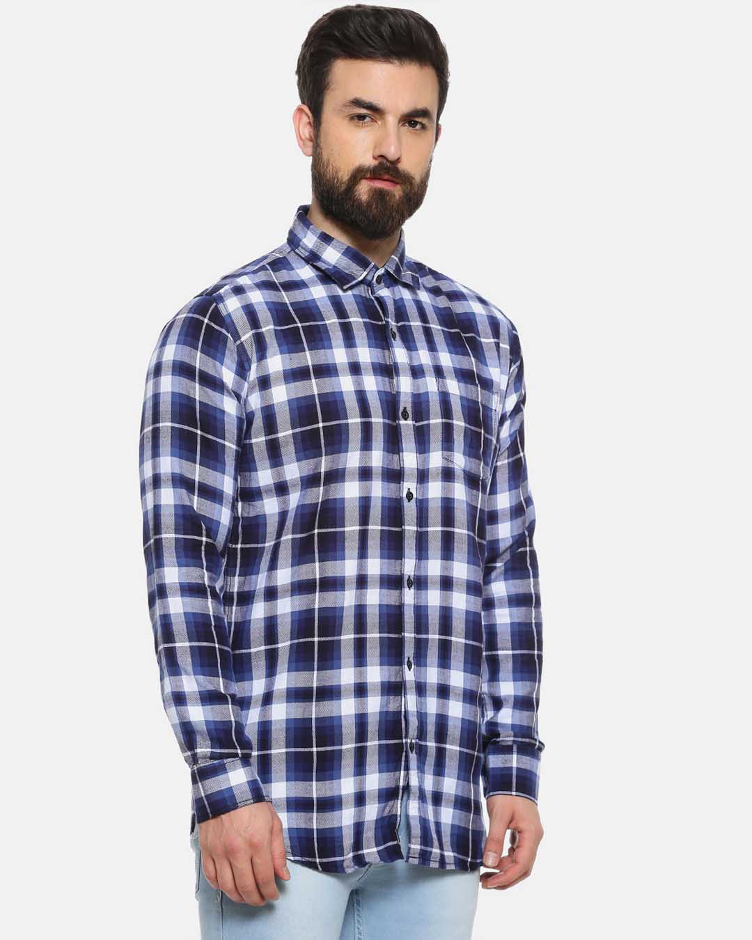Shop Men's Checkered Casual Stylish Spread Shirt-Back