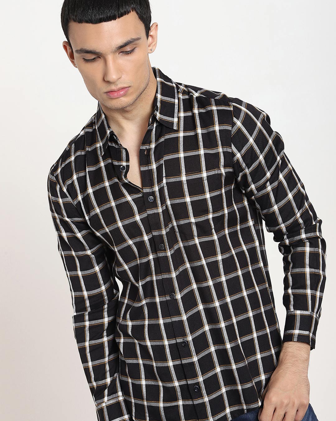 Shop Men's Checks Full Sleeve Pocket Shirt-Back
