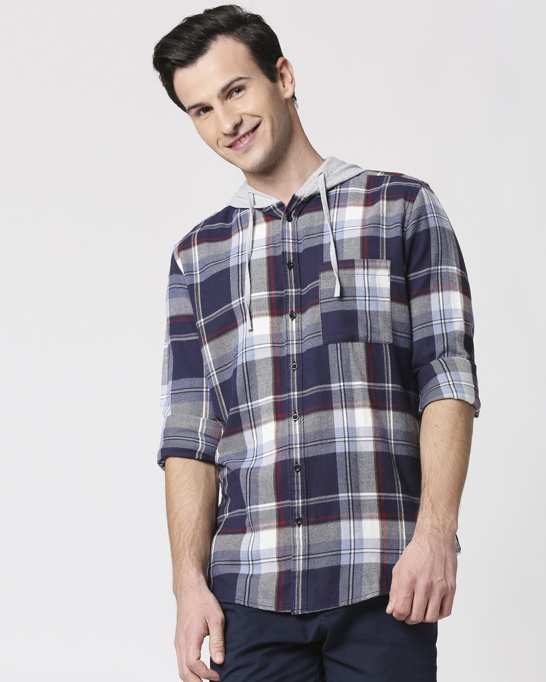 Buy Men's Checks Hoodie Shirt Online at Bewakoof