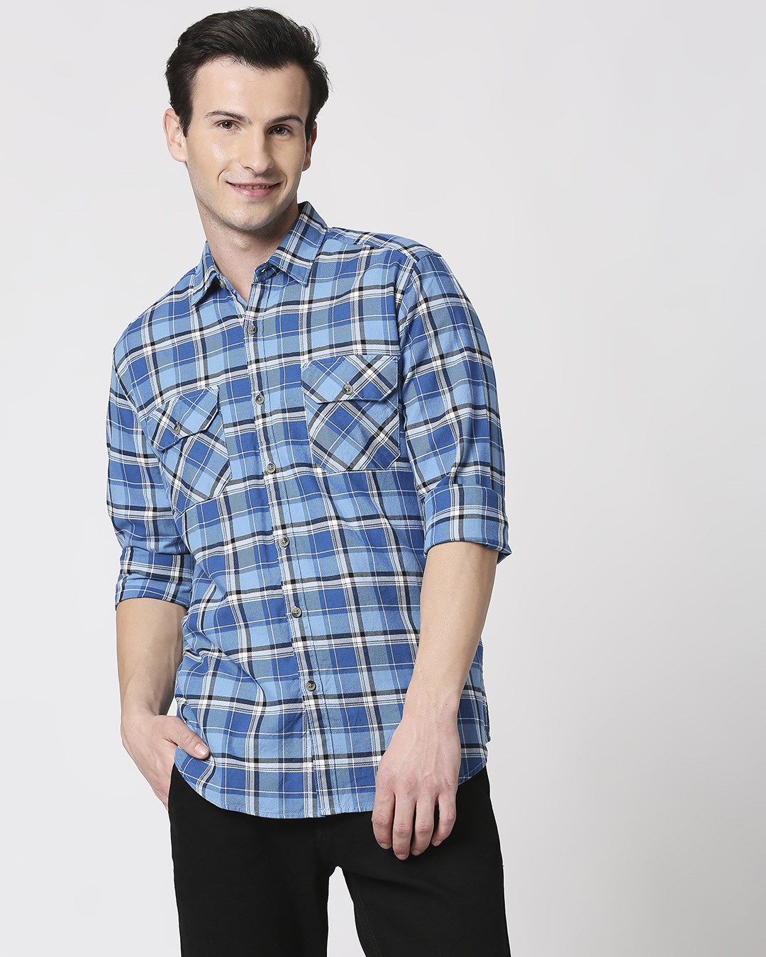 Shop Men's Checks Pocket Casual Shirt-Back