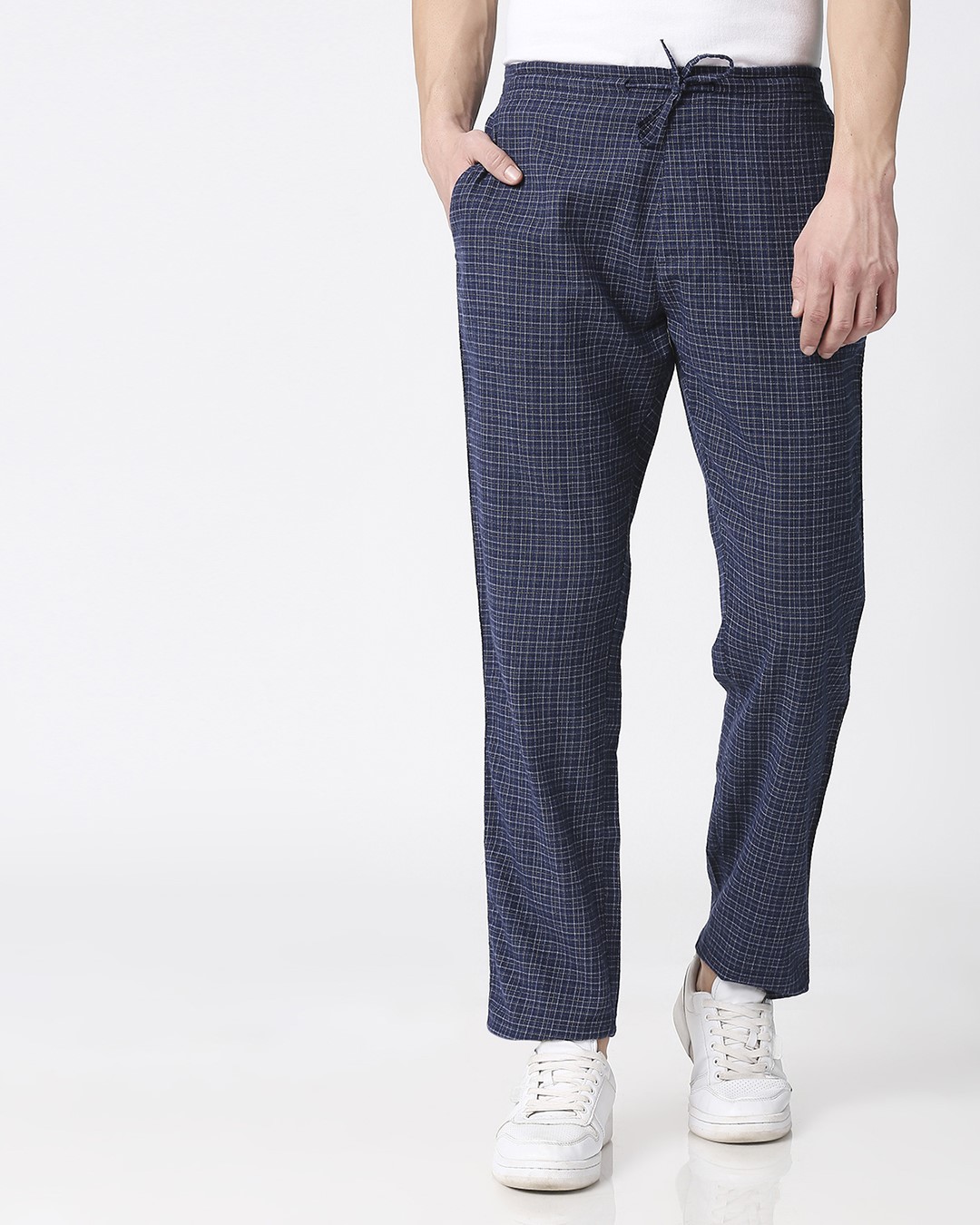 Shop Men's Checks Side Tape Pyjamas-Back