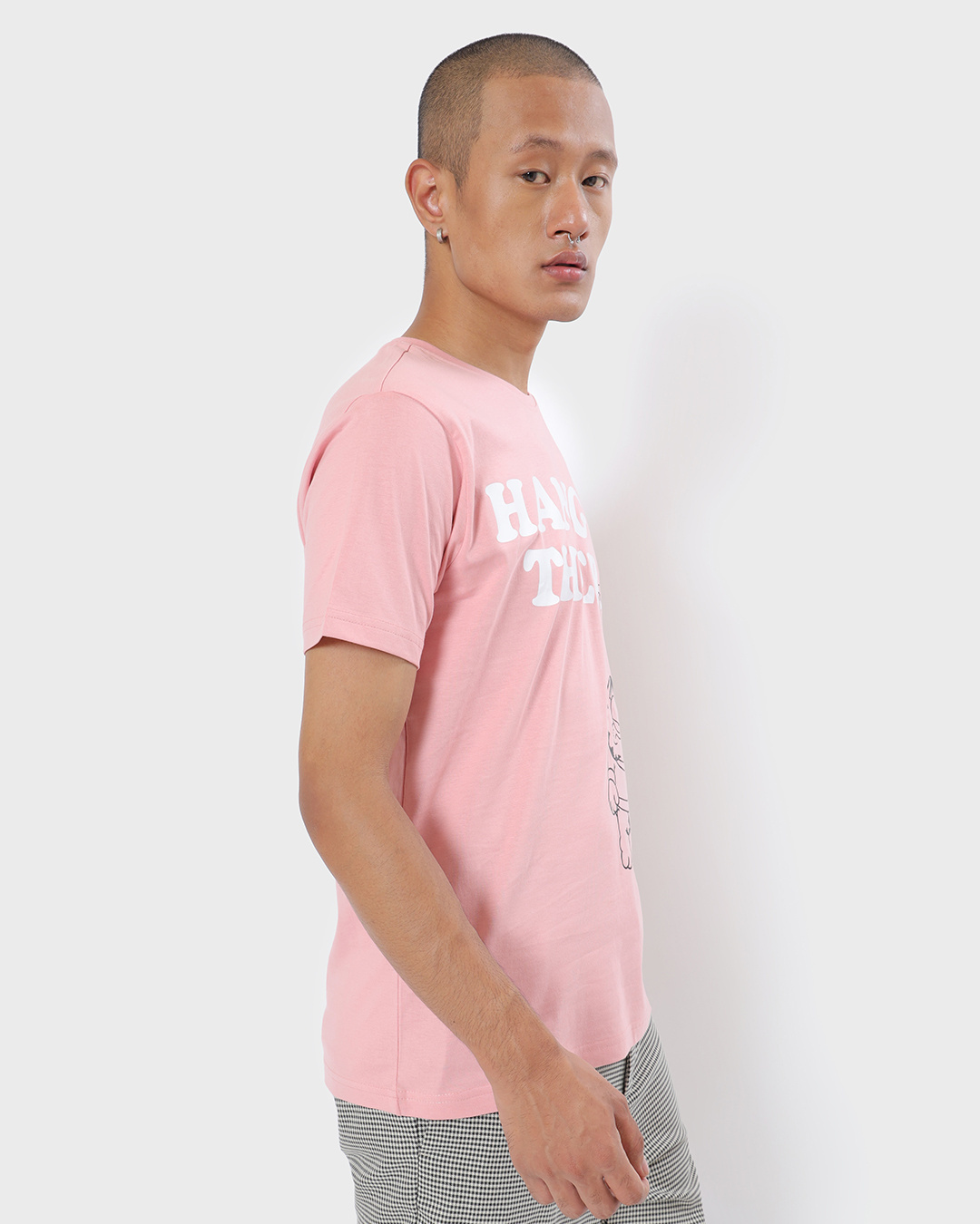 Shop Men's Cheeky Pink Hang In There Typography T-shirt-Back