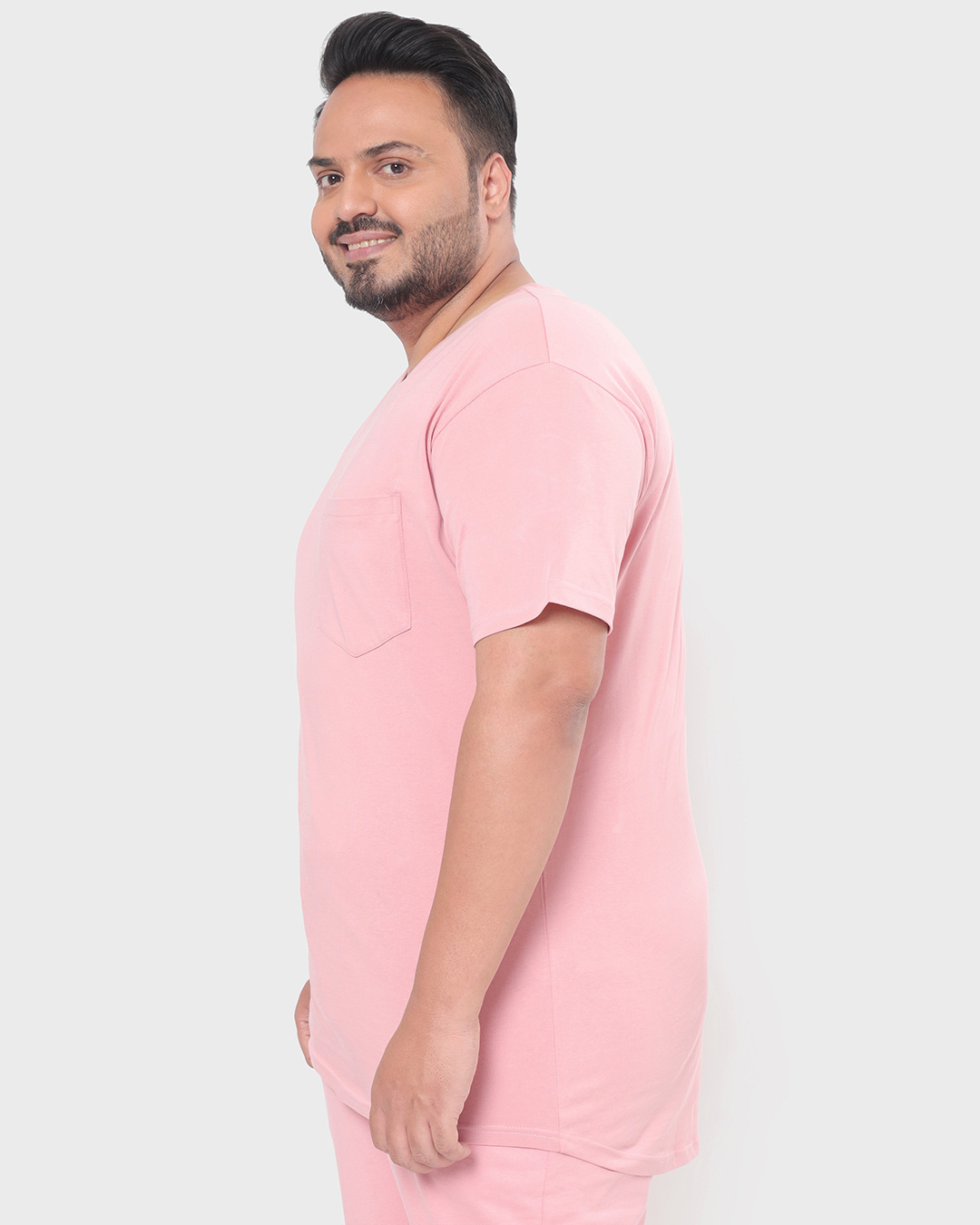 Shop Men's Cheeky Pink High Low Plus Size Pocket T-shirt-Back