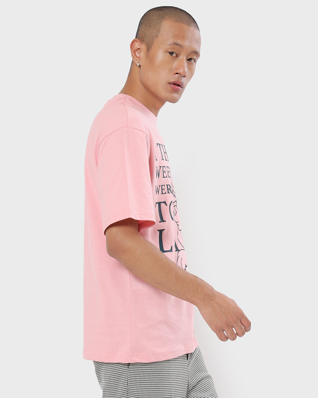 Shop Men's Cheeky Pink I Thought Weekend Typography Oversized T-shirt-Back