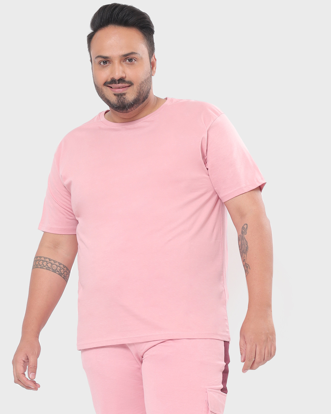 Shop Men's Cheeky Pink Plus Size T-shirt-Back