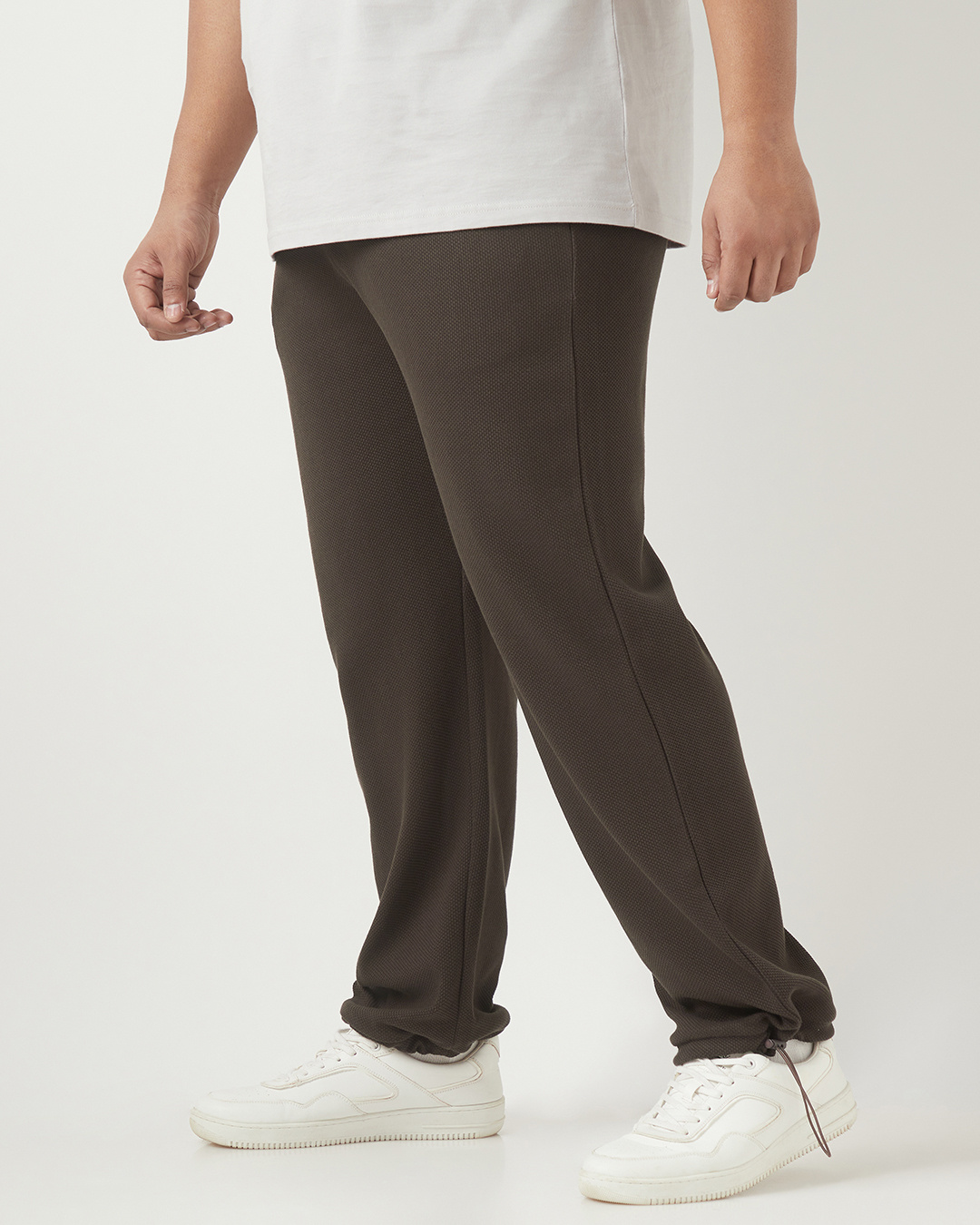 Shop Men's Chocolate Brown Textured Oversized Plus Size Parachute Pants-Back