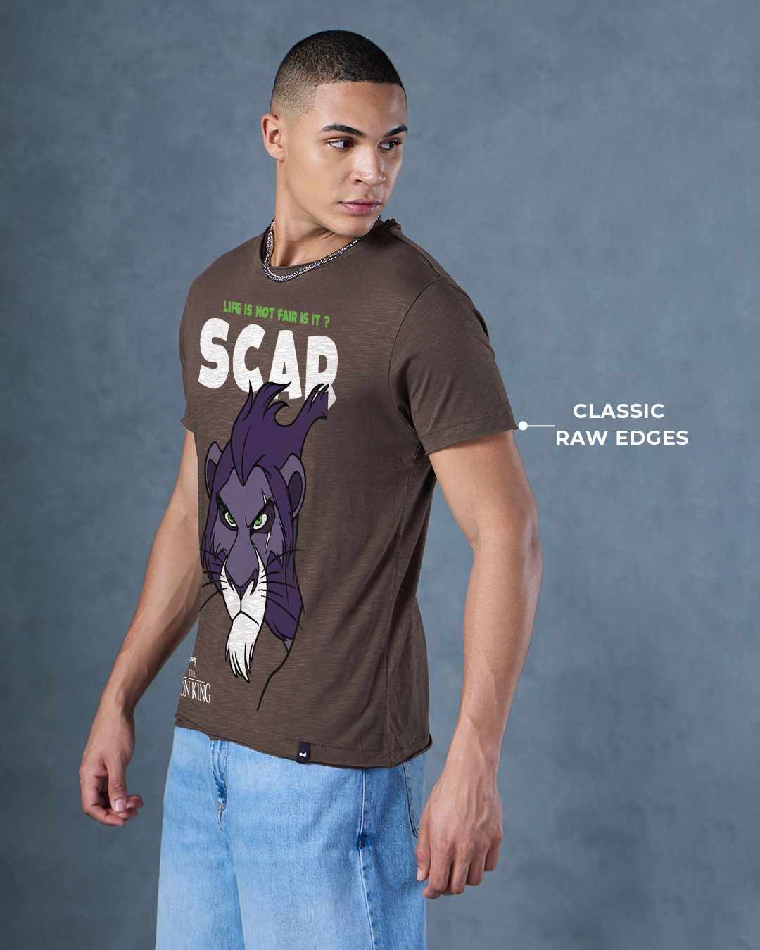 Shop Men's Chocolate Brown Scar Graphic Printed T-shirt-Back