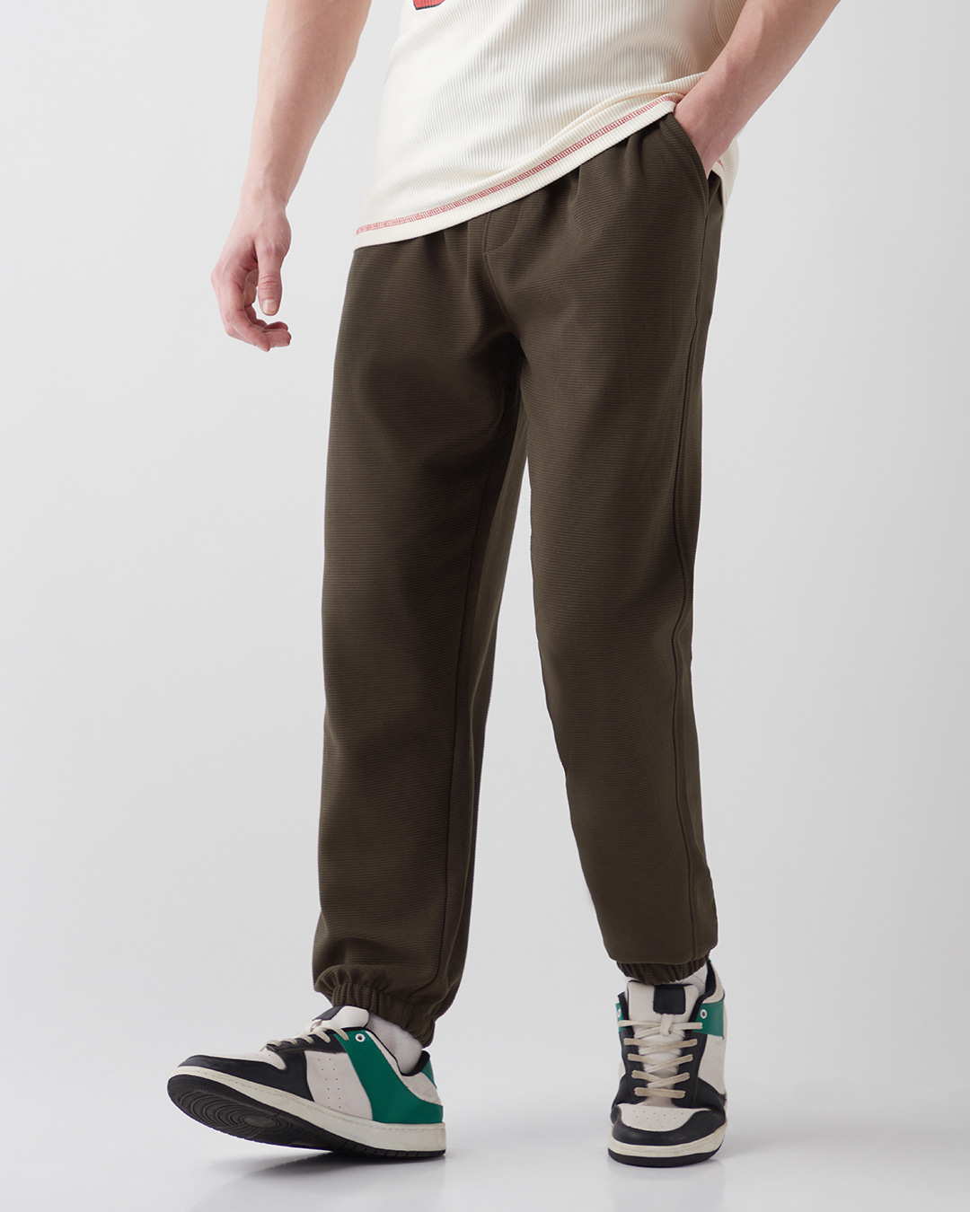 Shop Men's Chocolate Brown Textured Joggers-Back