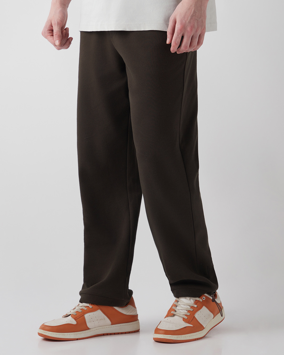 Shop Men's Chocolate Brown Textured Oversized Parachute Pants-Back