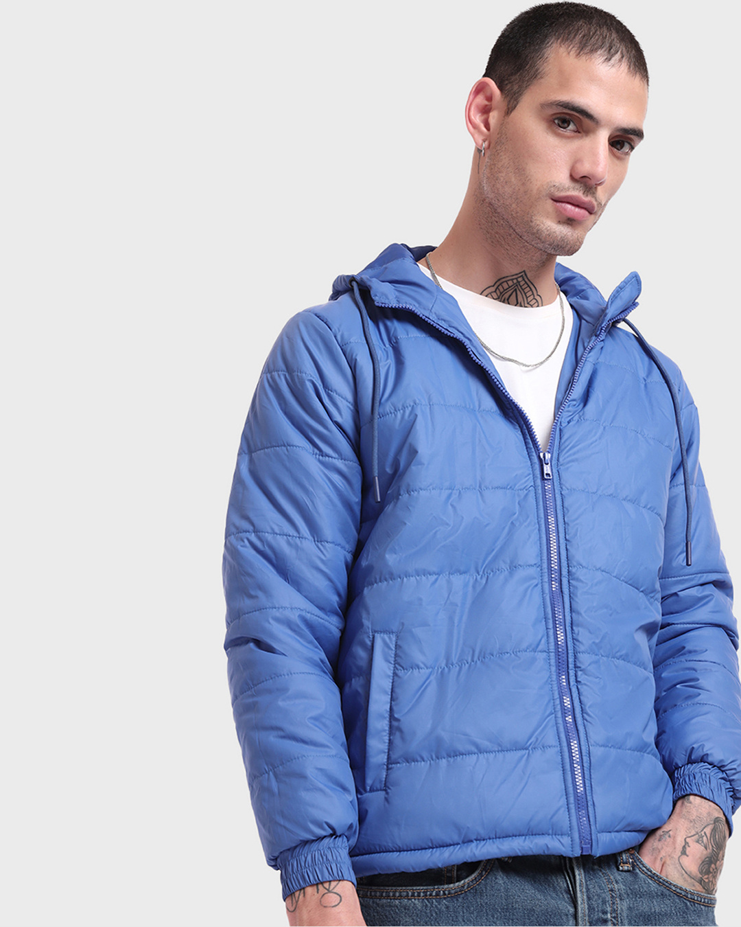 Buy Men's Cobalt Puffer Jacket Online at Bewakoof