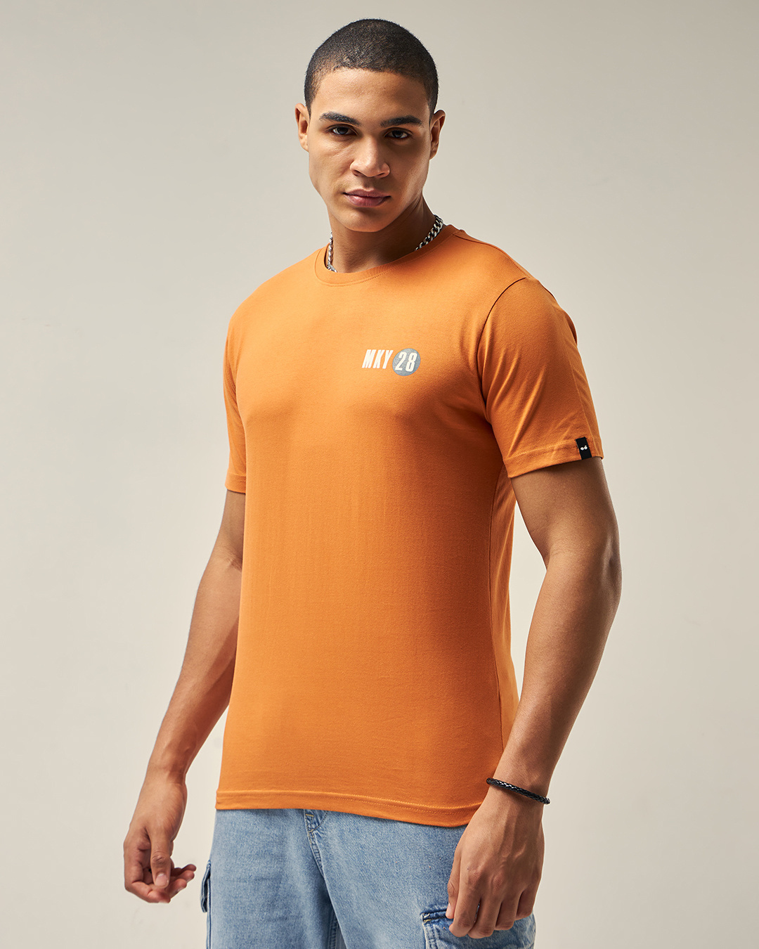 Shop Men's Orange Mickey Graphic Printed T-shirt-Back