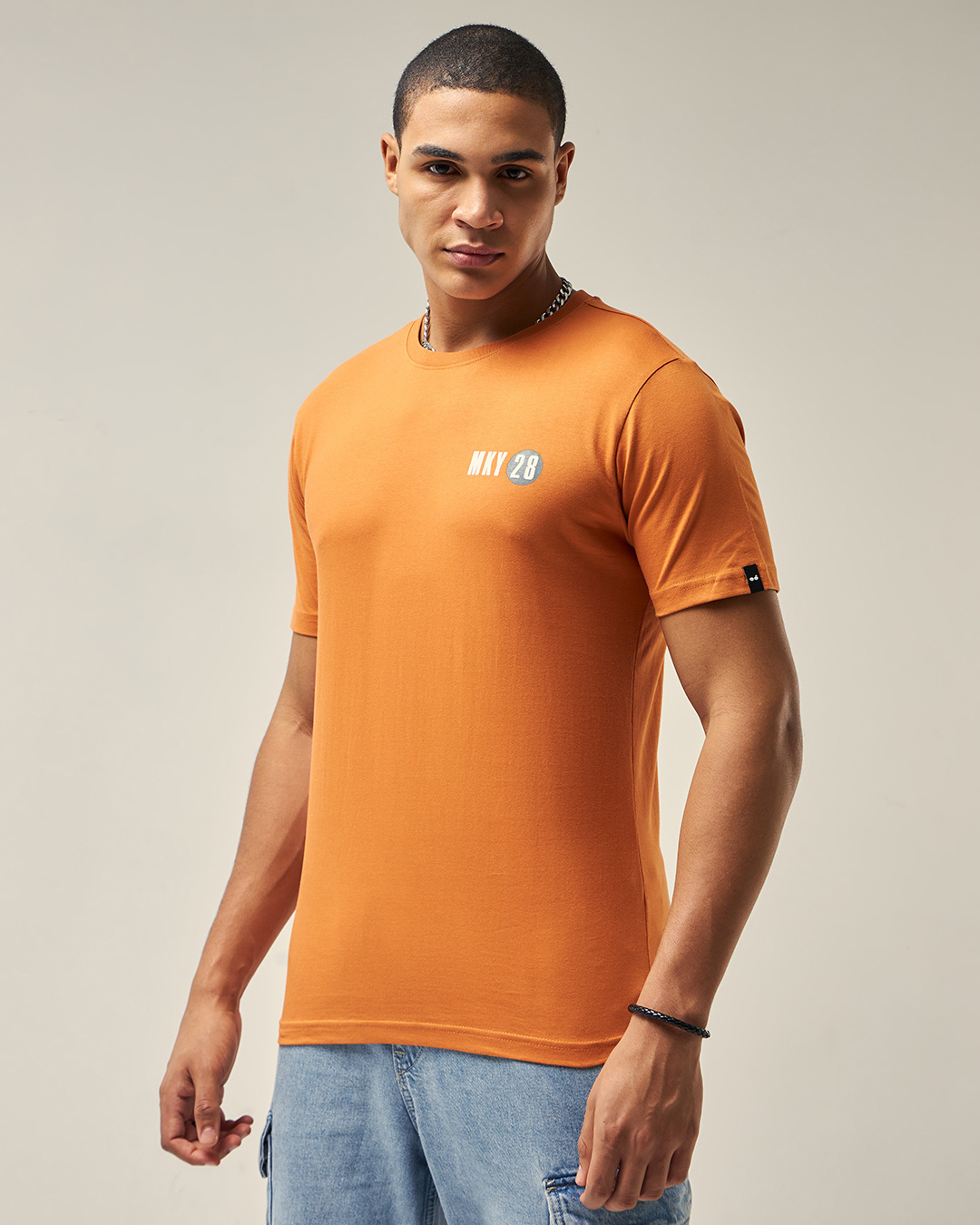 Buy Men's Orange Mickey Graphic Printed T-shirt Online at Bewakoof