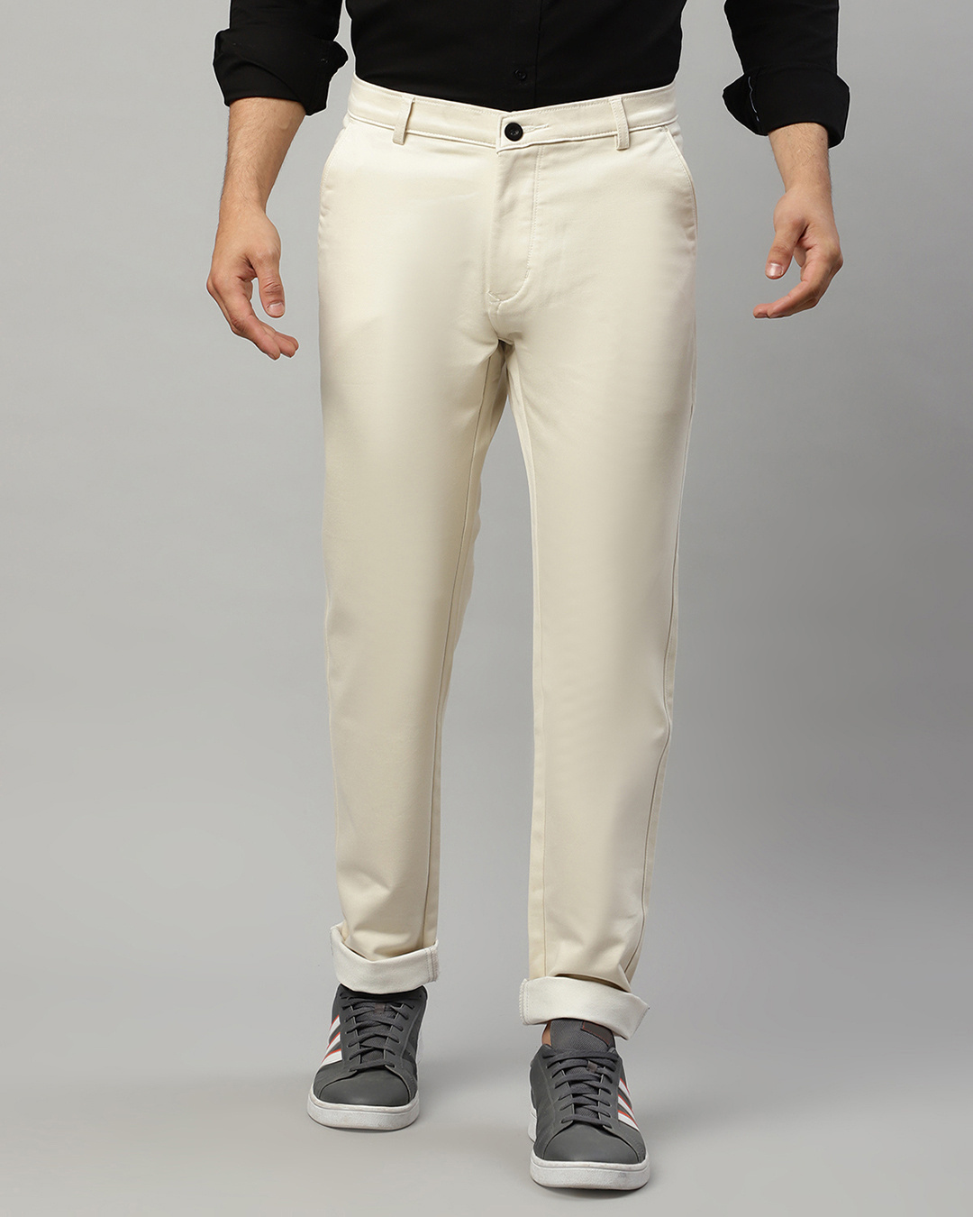 Buy Men's Cream Slim Fit Trousers Online at Bewakoof