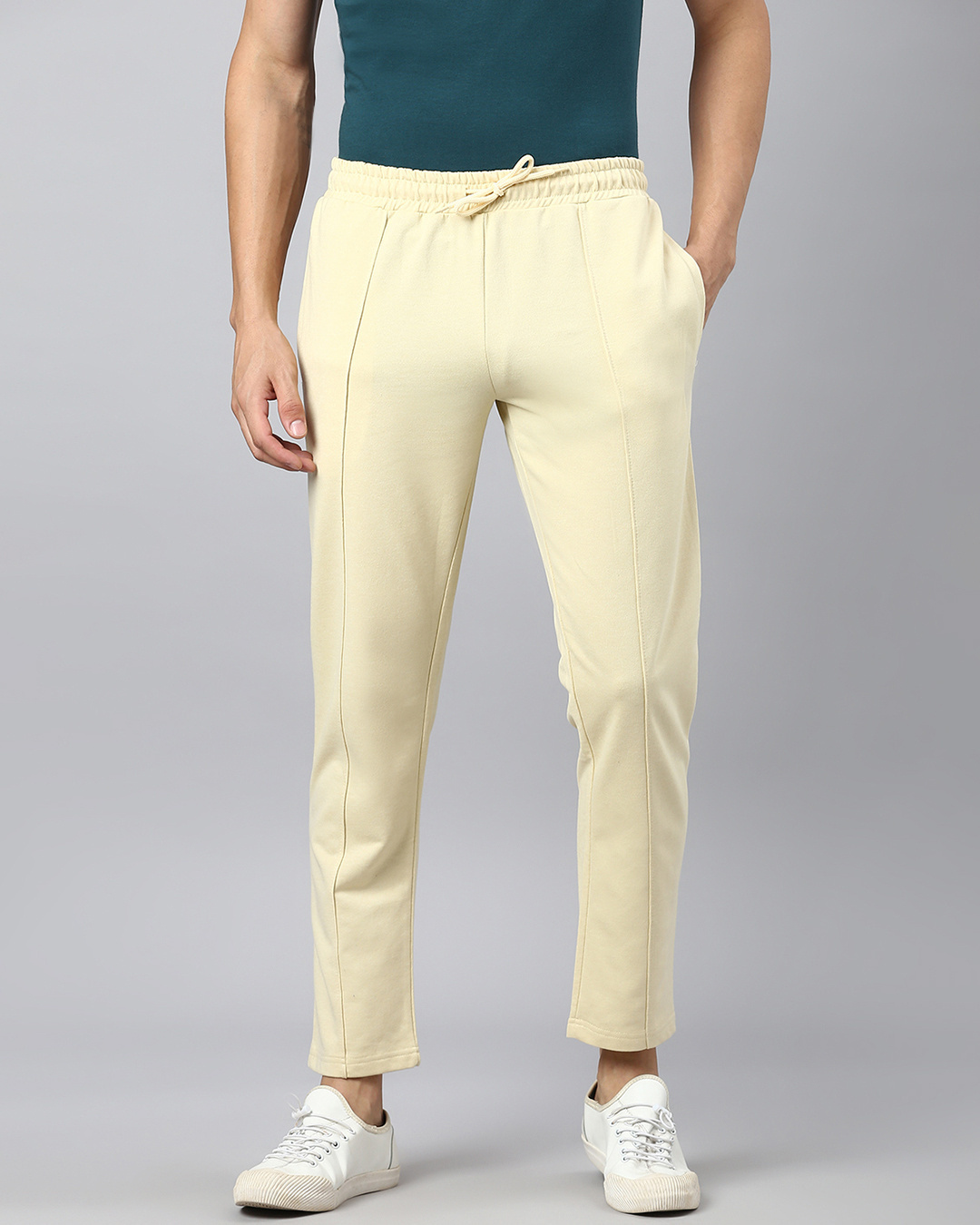 Buy Men's Cream Track Pants for Men Cream Online at Bewakoof