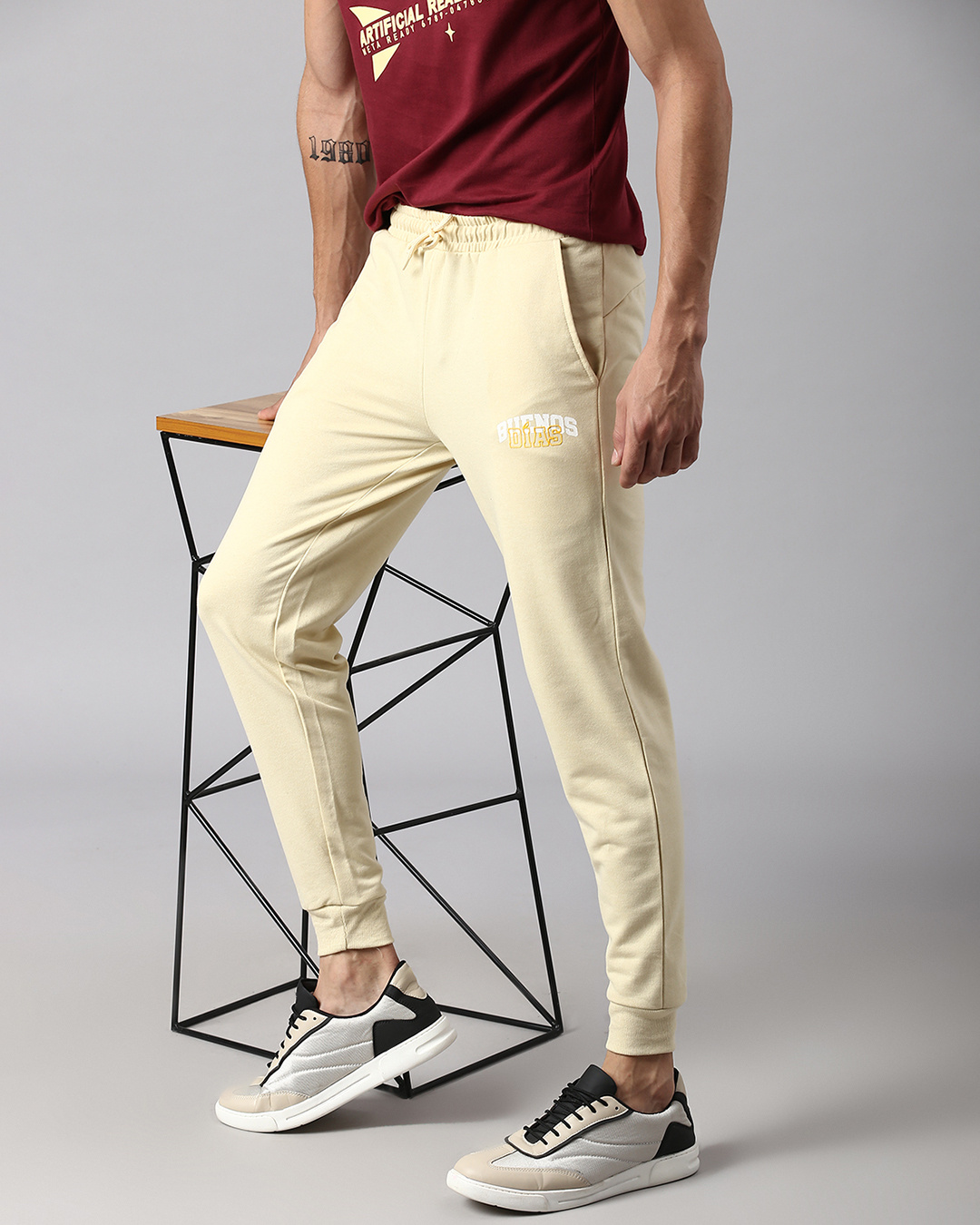 Cream discount joggers men