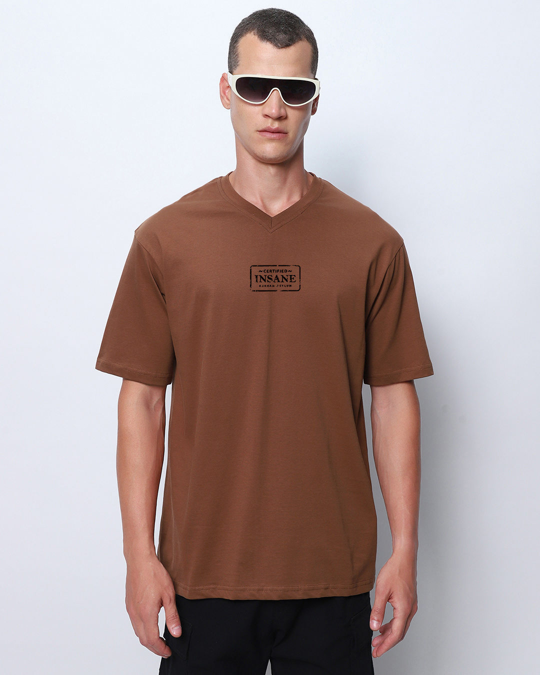 Shop Men's Dachshund Brown Insane Graphic Printed Oversized T-shirt-Back