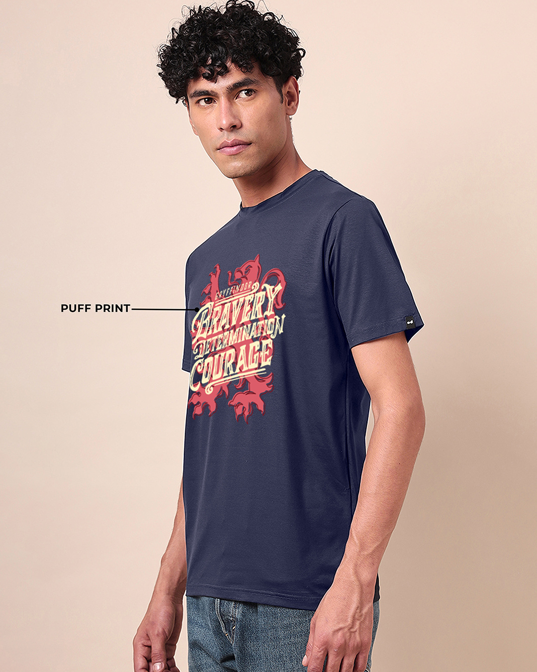 Shop Men's Dark Blue Bravery Graphic Printed T-shirt-Back