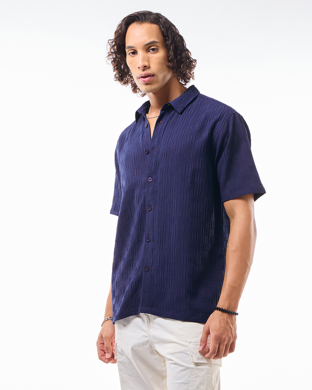 Shop Men's Dark Blue Oversized Shirt-Back