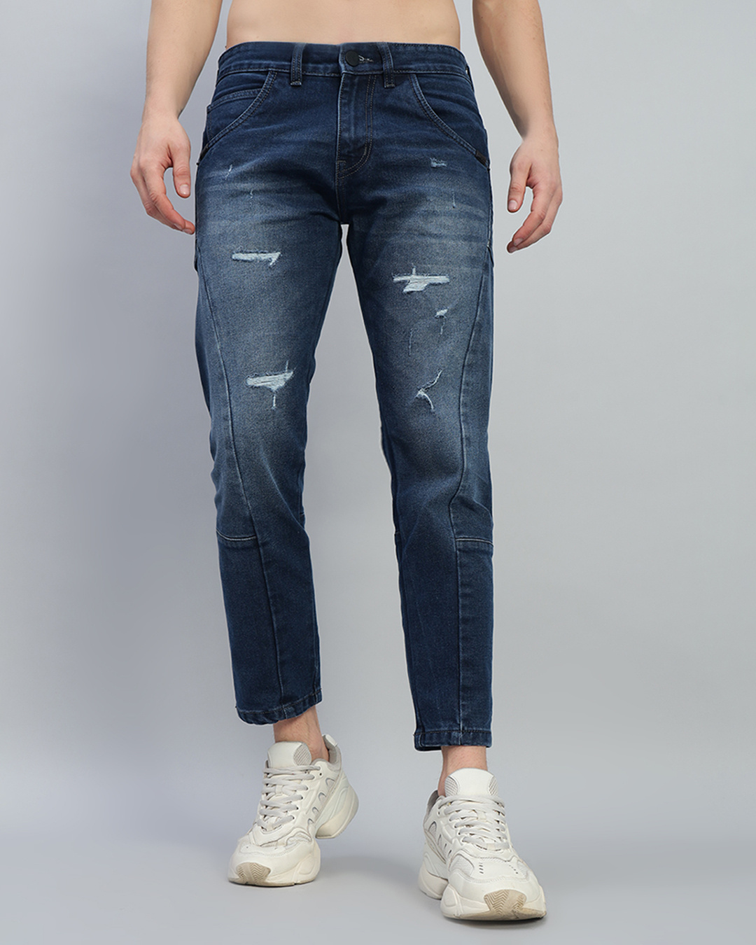 Can You Buy Skinny Fit In Stores Buy Men's Dark Blue Washed Distressed Skinny Fit Jeans Online at Bewakoof