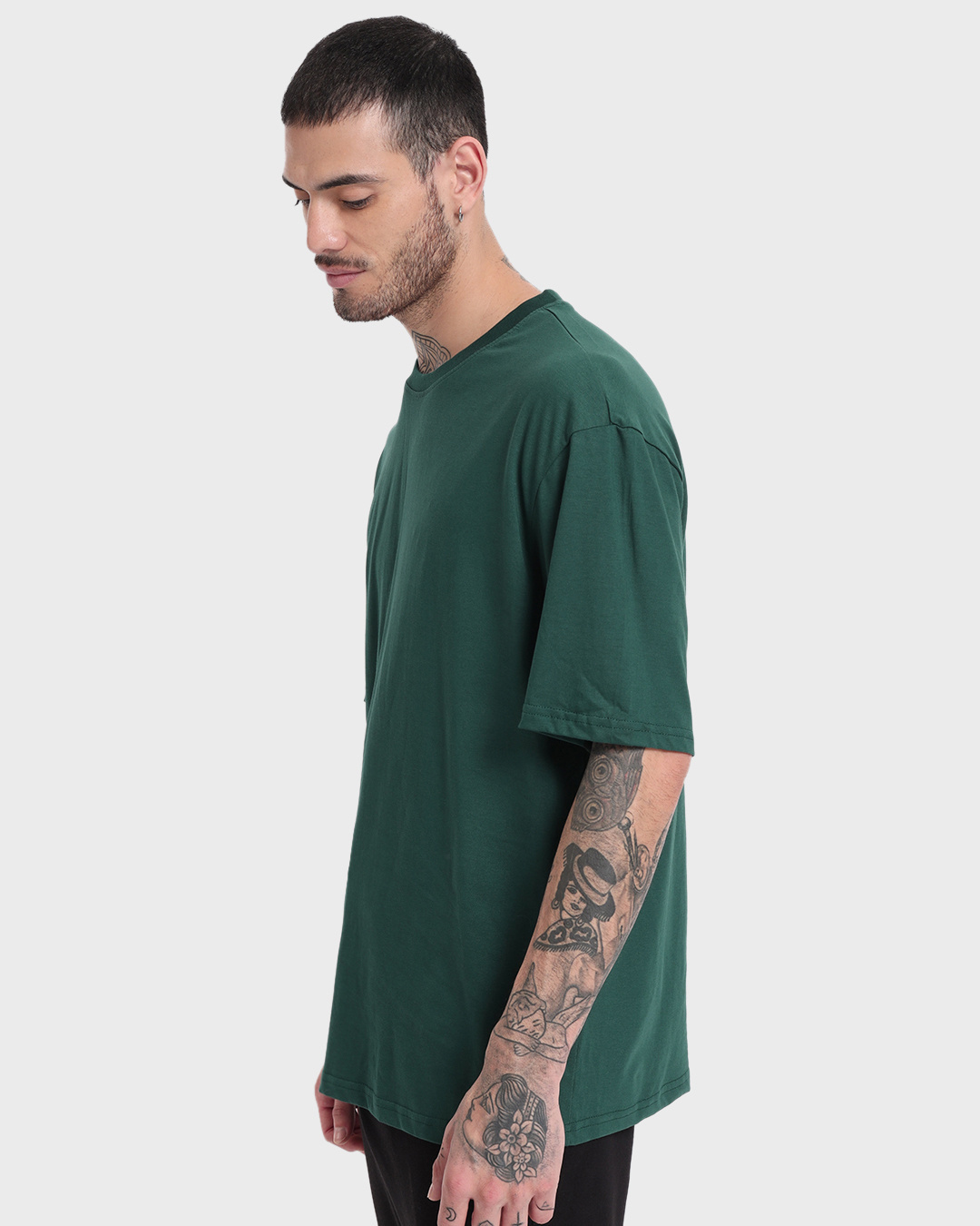 Shop Men's Dark Forest Green Oversized T-shirt-Back