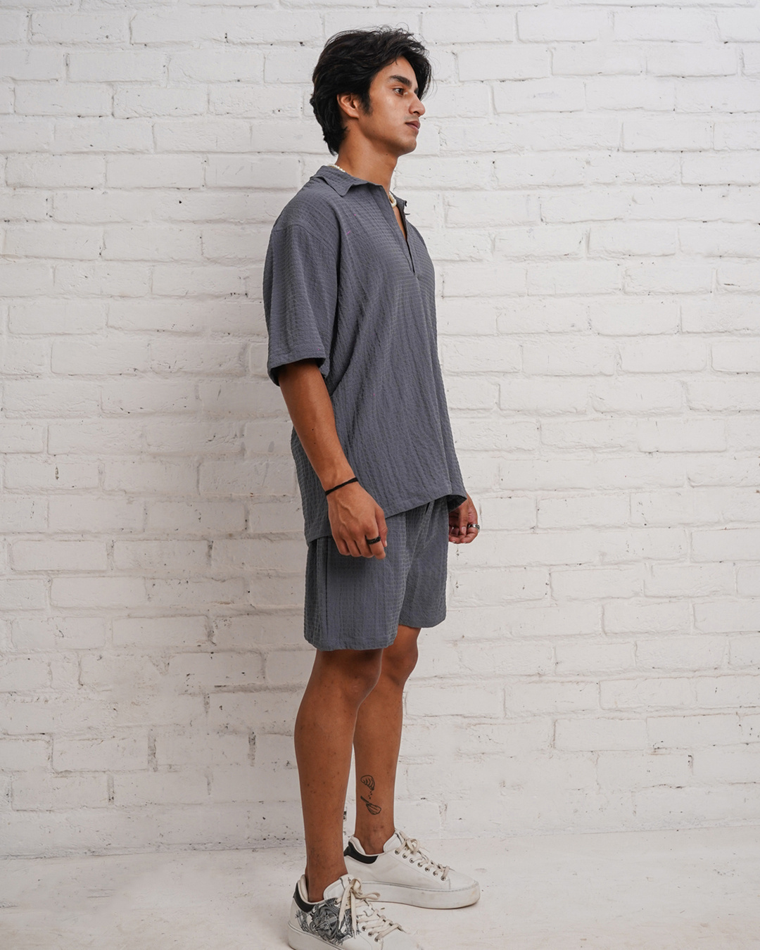 Shop Men's Dark Grey Oversized Co-ordinates-Back