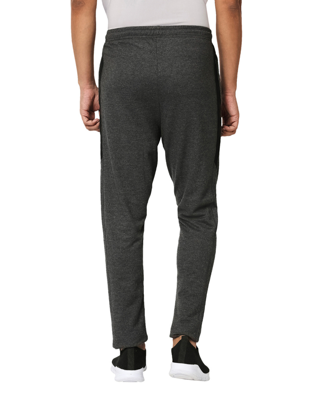 Shop Men's Dark Grey Solid Regular Fit Track Pants-Back