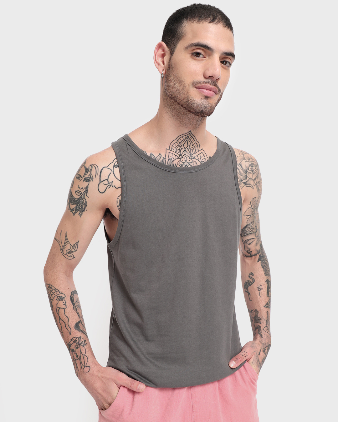 Buy Men's Dark Gull Grey Vest for Men grey Online at Bewakoof