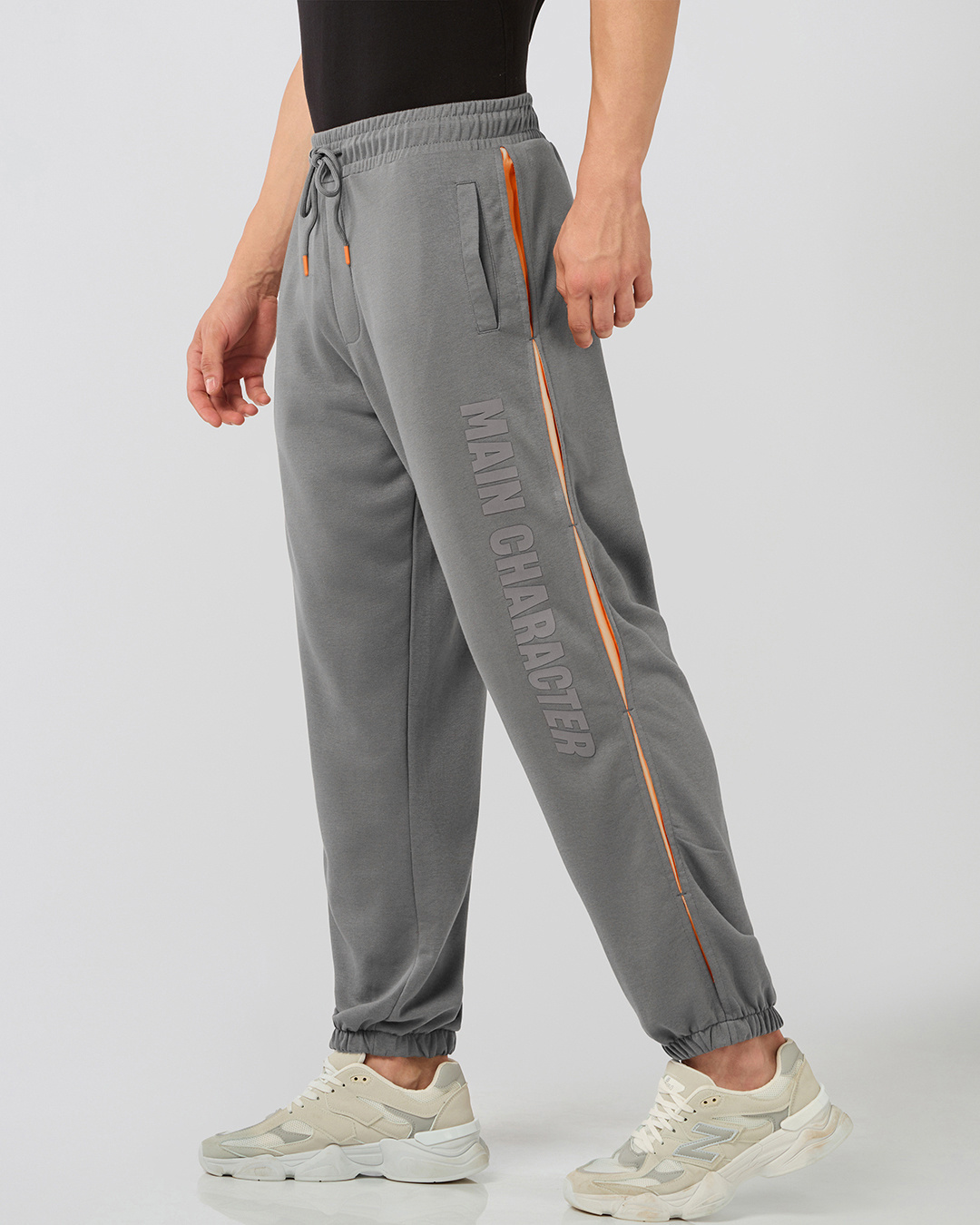 Shop Men's December Sky Grey Side Panel Oversized Joggers-Back