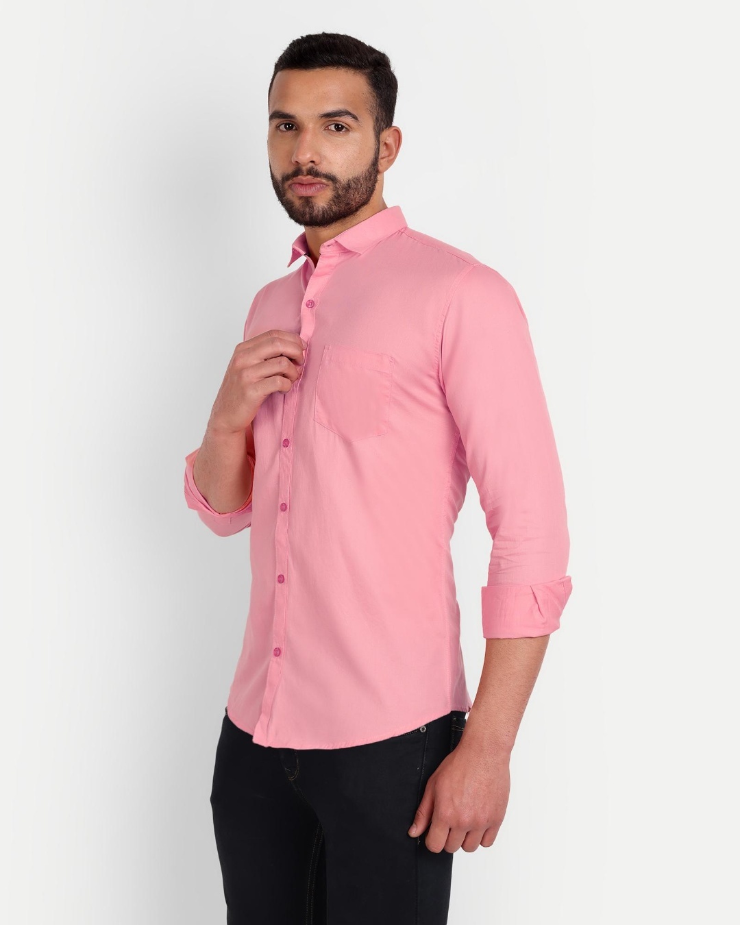 Shop Men's Dustry Pink Slim Fit Shirt-Back