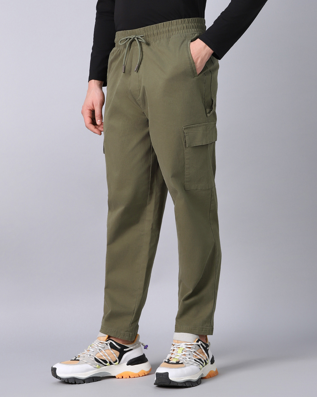 Shop Men's Dusty Olive Green Cargo Carpenter Pants-Back