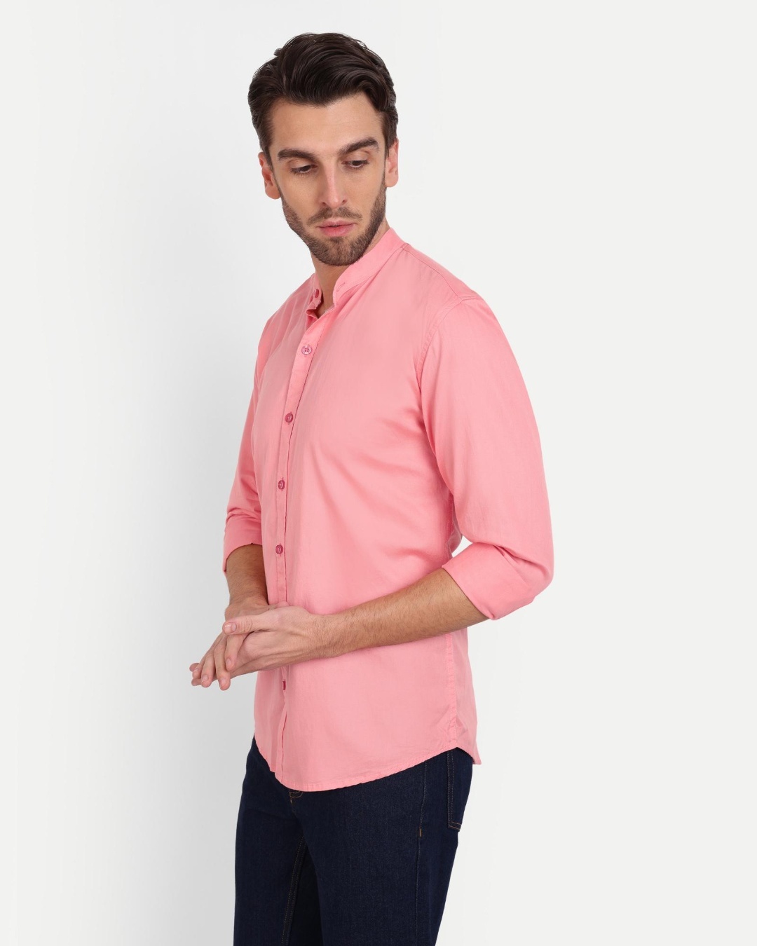 Shop Men's Dusty Pink Slim Fit Shirt-Back