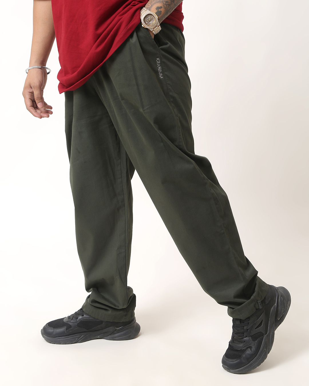 Buy Men's Emerald Green Loose Comfort Fit Parachute Pants Online at