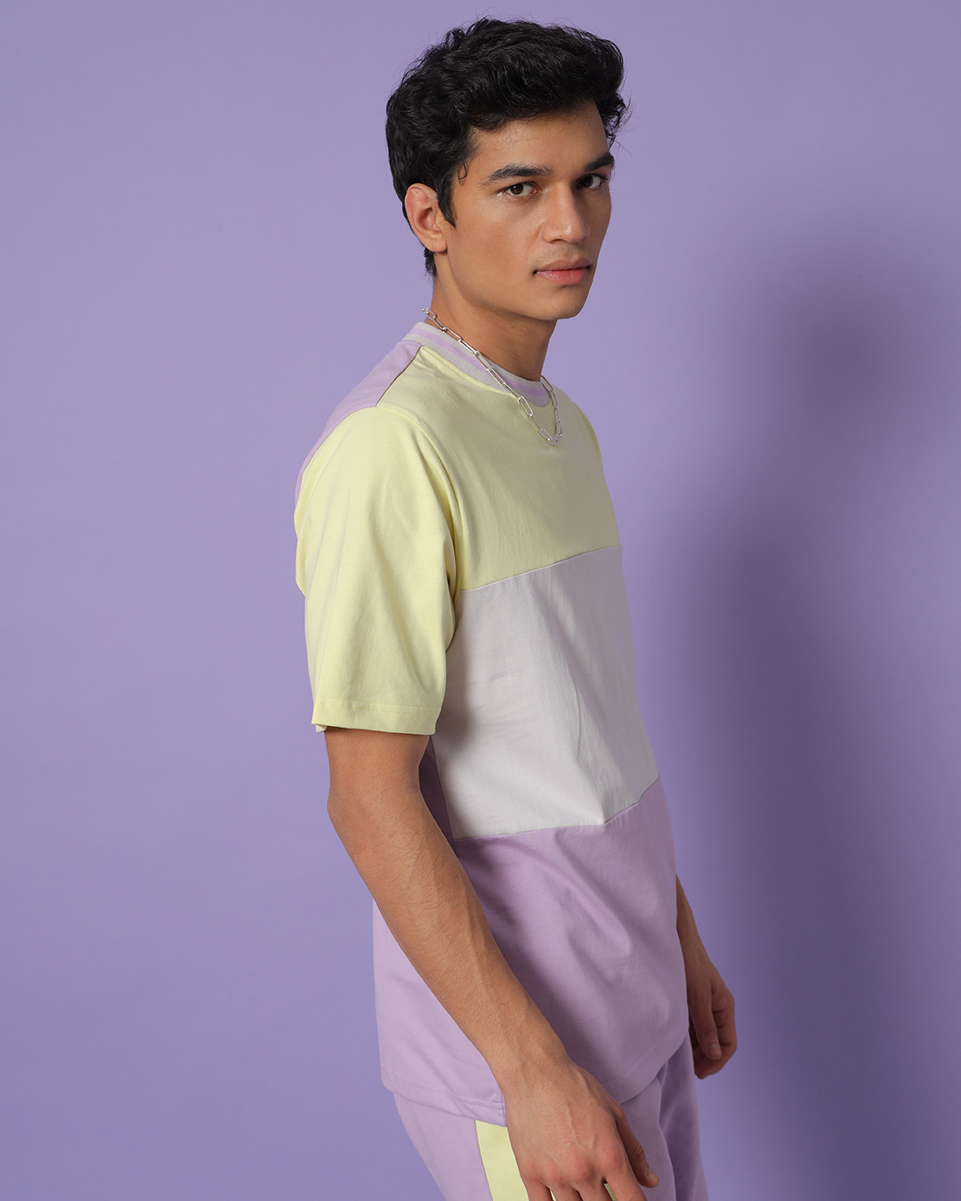 Shop Men's Feel Good Lilac Colorblock Half Sleeve T-shirt-Back