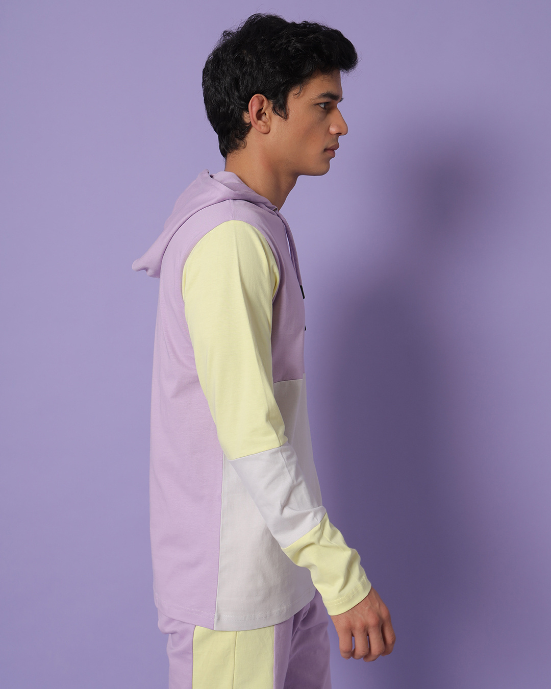 Shop Men's Feel Good Lilac Colorblock Hoodie T-shirt-Back