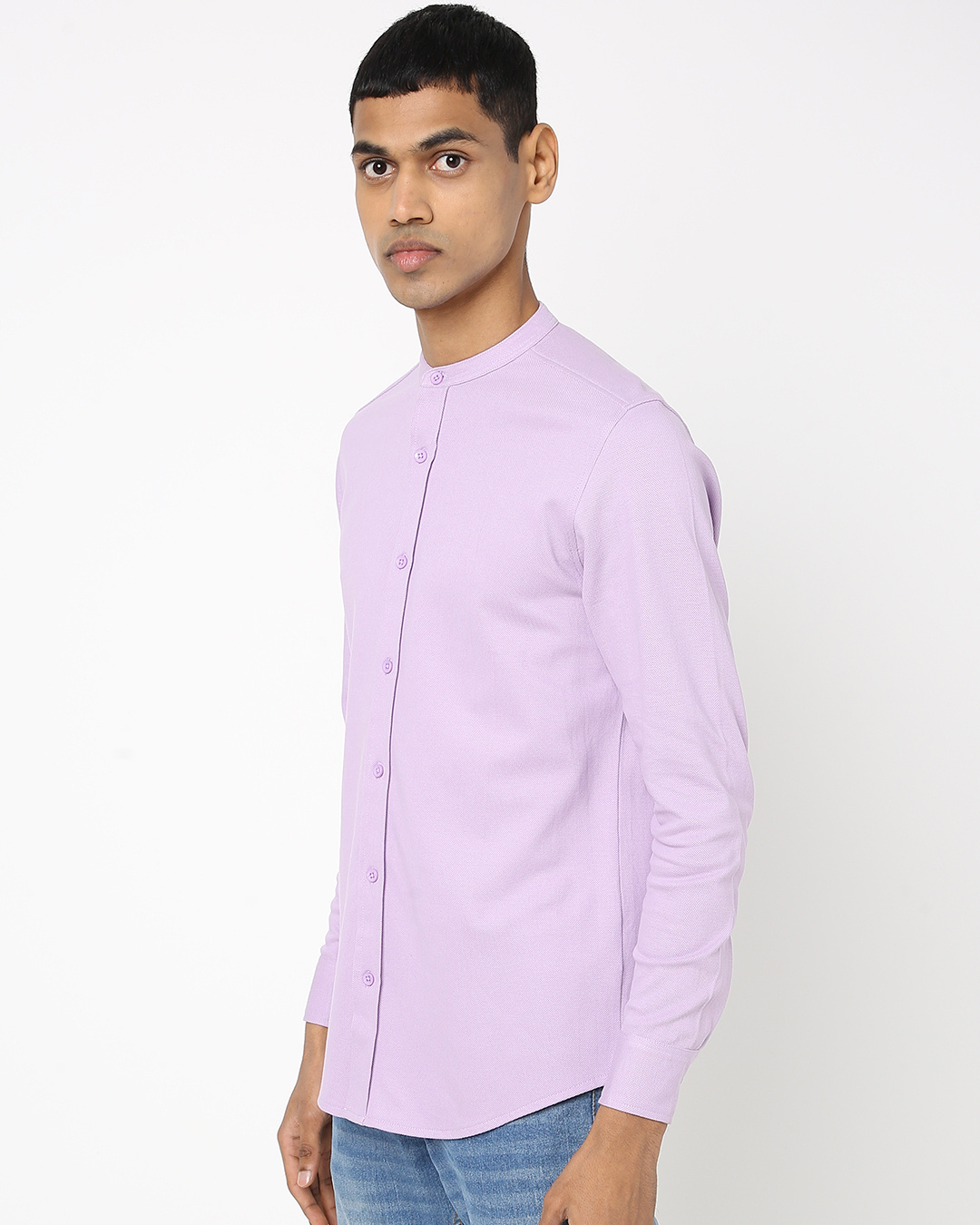 Shop Men's Feel Good Lilac Mandarin Collar Shirt-Back
