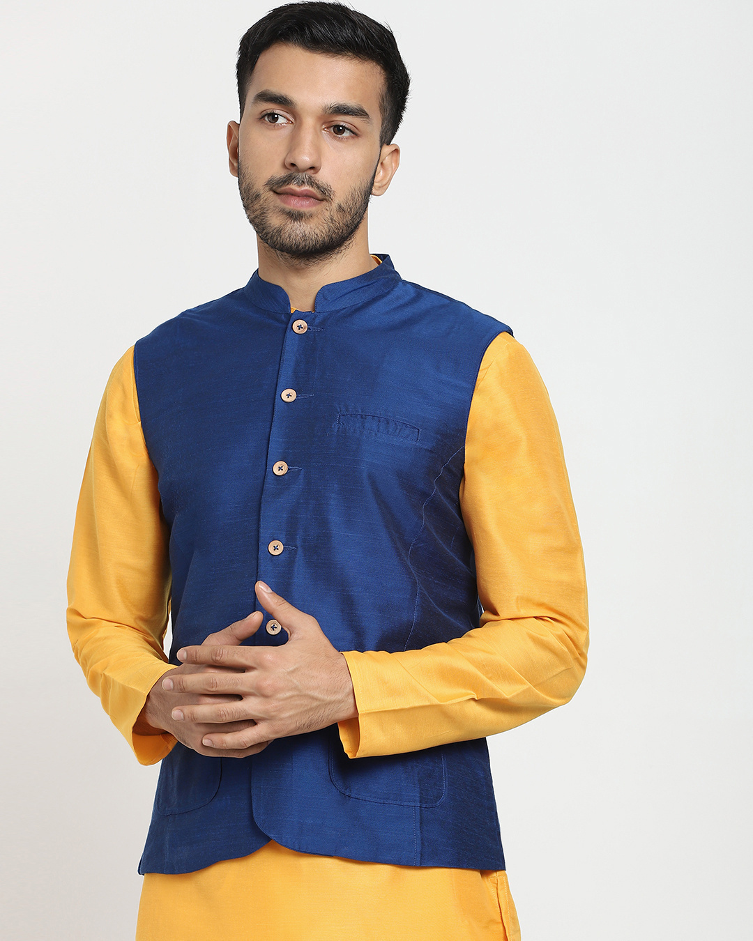 Shop Men's Blue Nehru Jacket-Back
